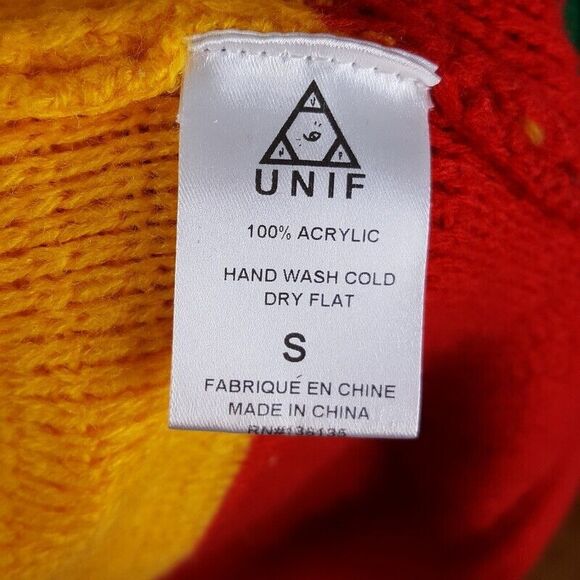 UNIF Womens Sweater Small Rainbow Pullover Turtleneck Chunky Knit Ribbed Crayola - Picture 6 of 8